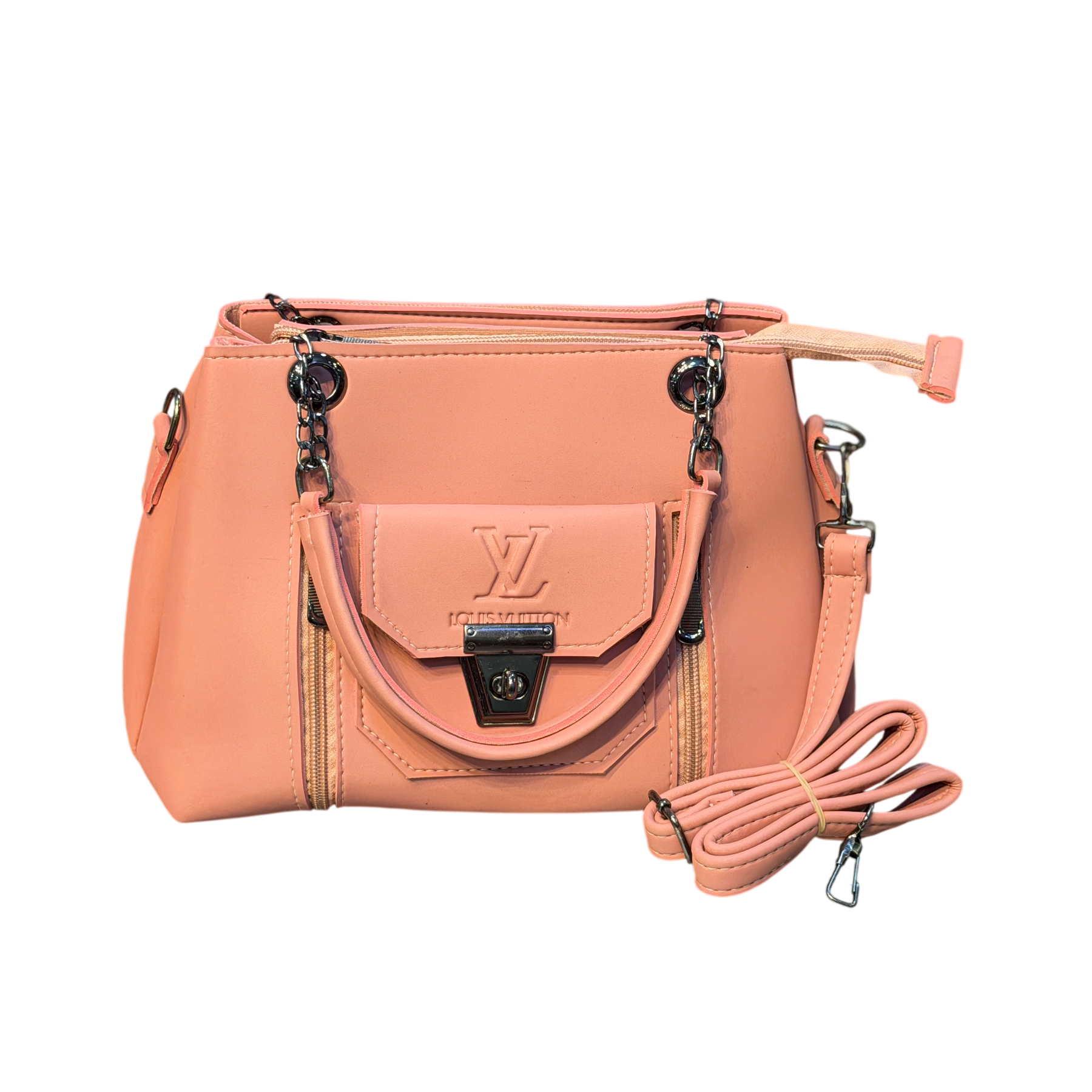 Shiny Leather Handbag with Long Crossbody Strap