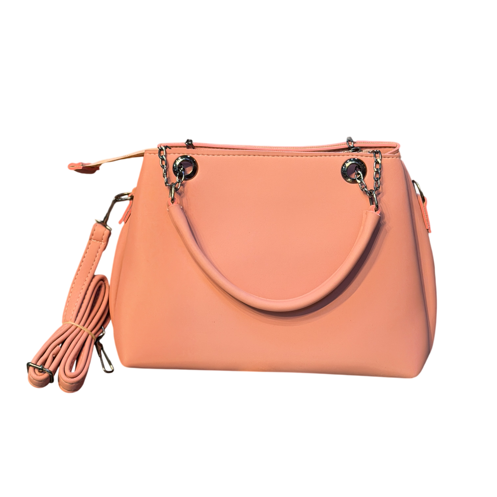 Shiny Leather Handbag with Long Crossbody Strap