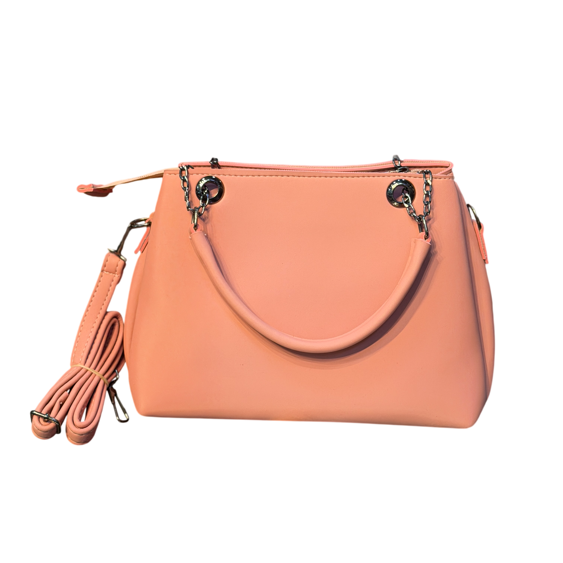 Shiny Leather Handbag with Long Crossbody Strap