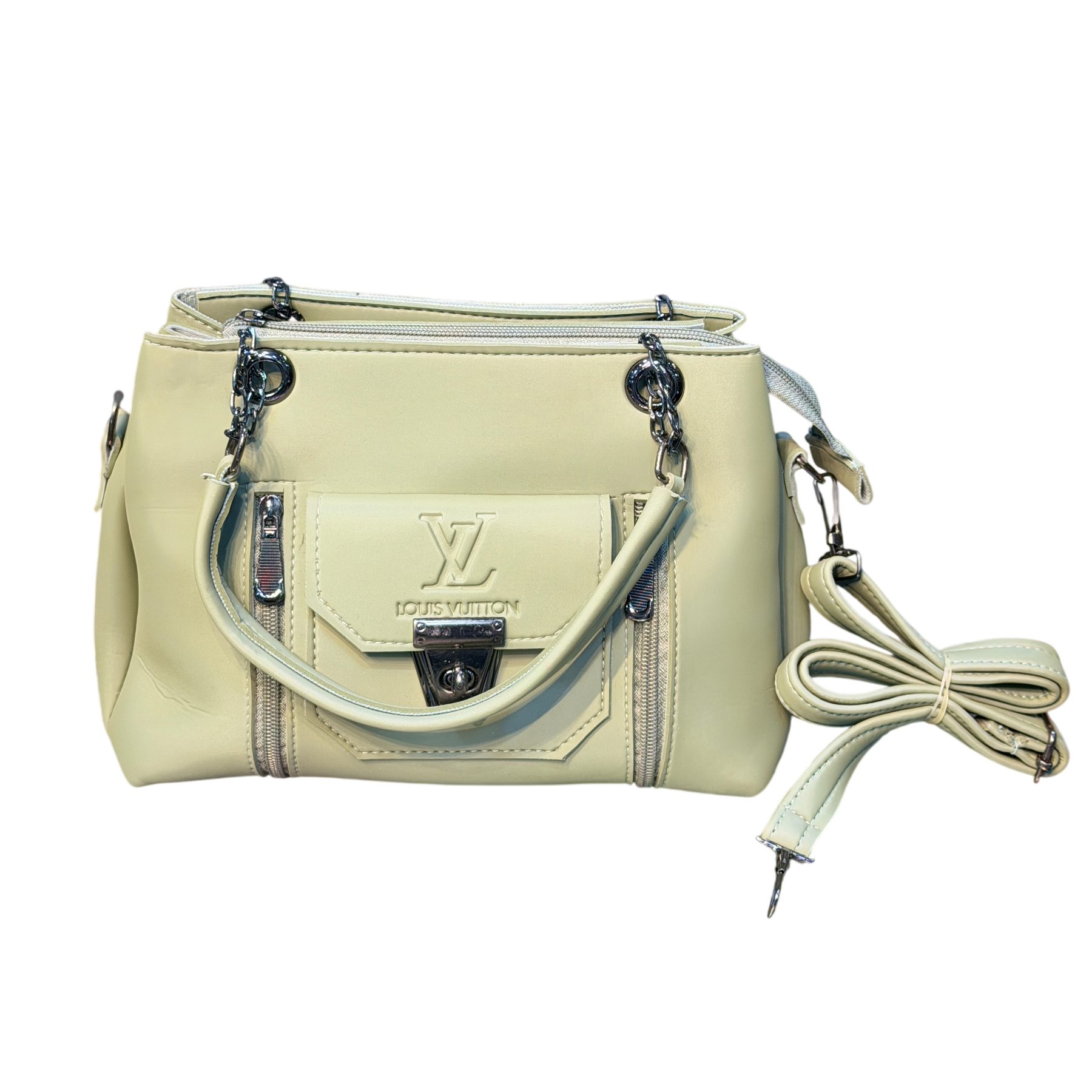 Shiny Leather Handbag with Long Crossbody Strap