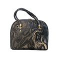 Marble Print Dome Handbag with Gold Accents