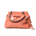 Bow Design Handbag with Chain Handles & Pom-Pom Charm