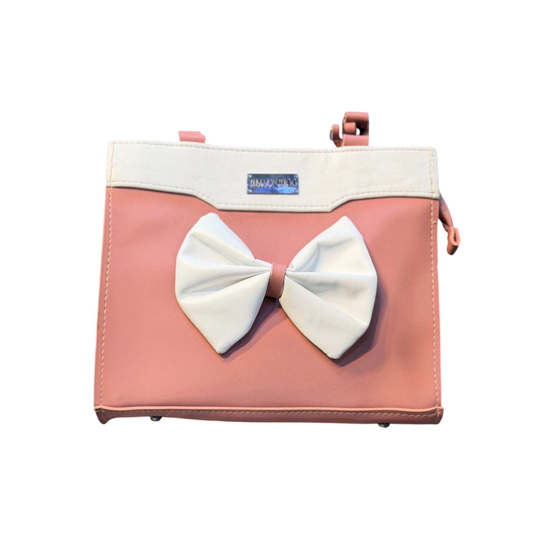 Two Tone Bow Handbag with Color Block Design