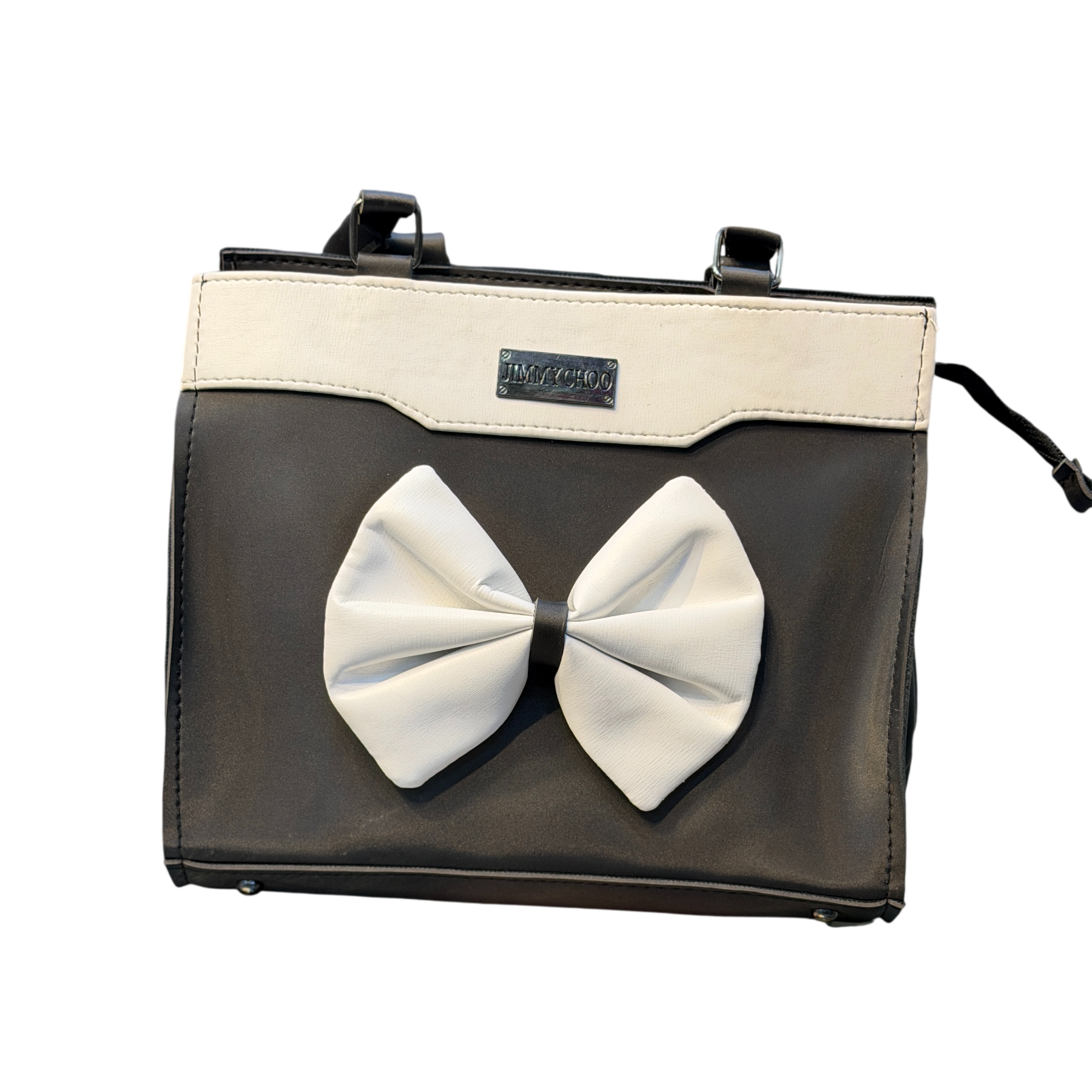 Two Tone Bow Handbag with Color Block Design