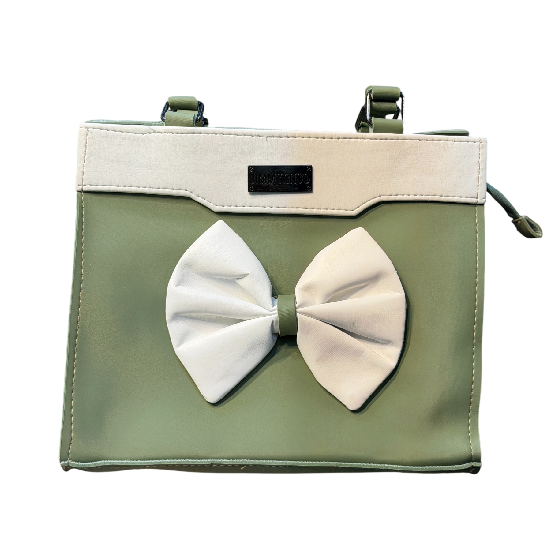Two Tone Bow Handbag with Color Block Design
