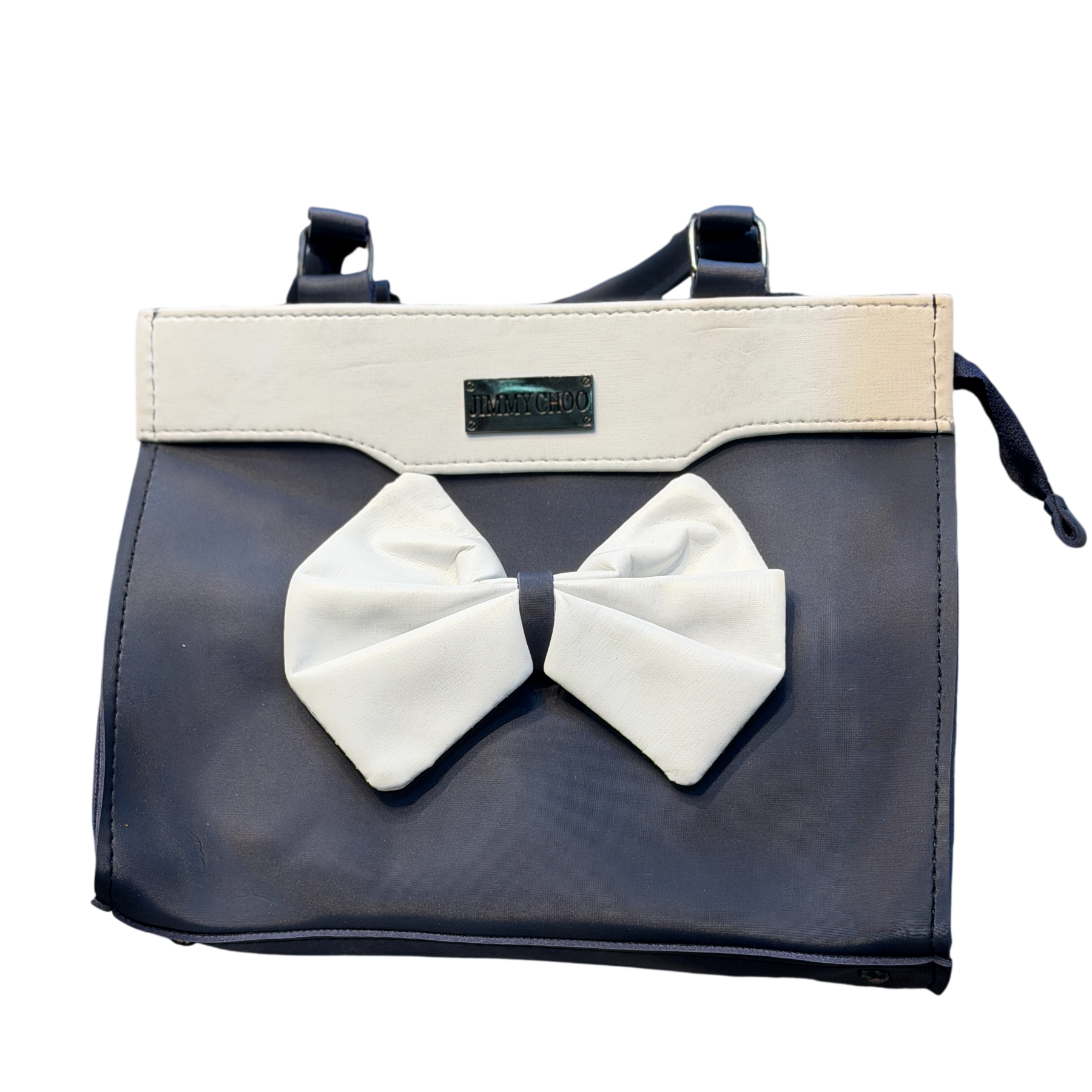 Two Tone Bow Handbag with Color Block Design