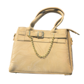 Marble Texture Faux Leather Handbag with Buckle & Gold Chain