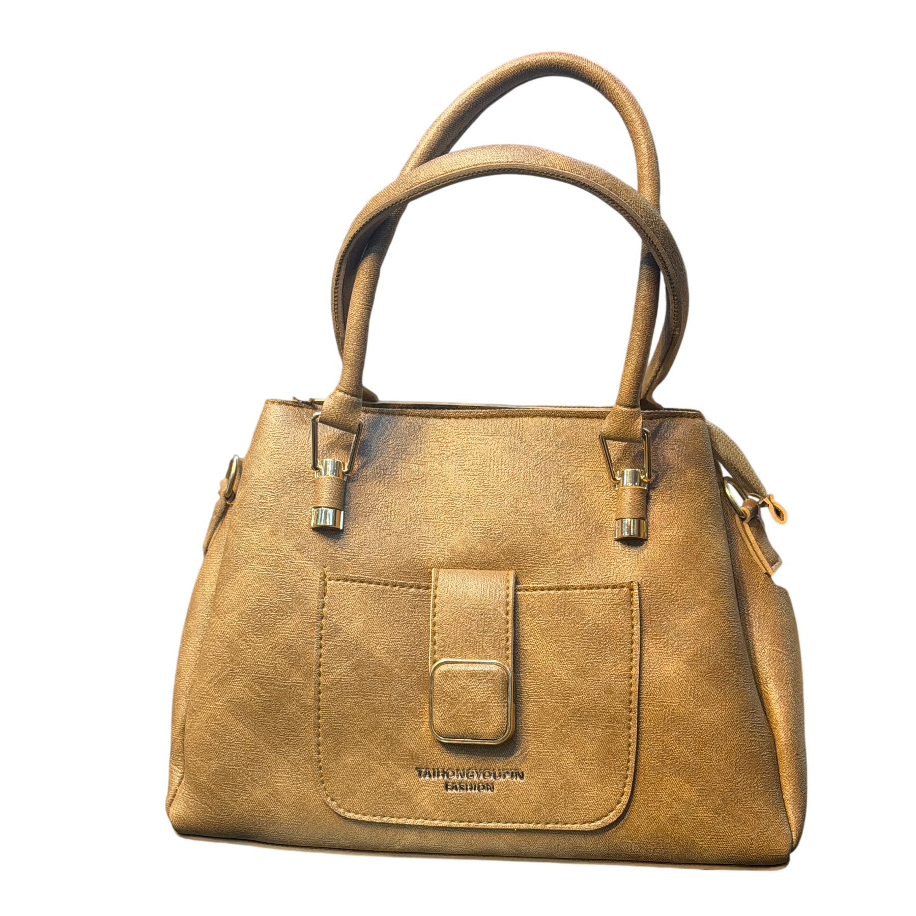 Premium Textured Leather Handbag with Front Buckle Pocket