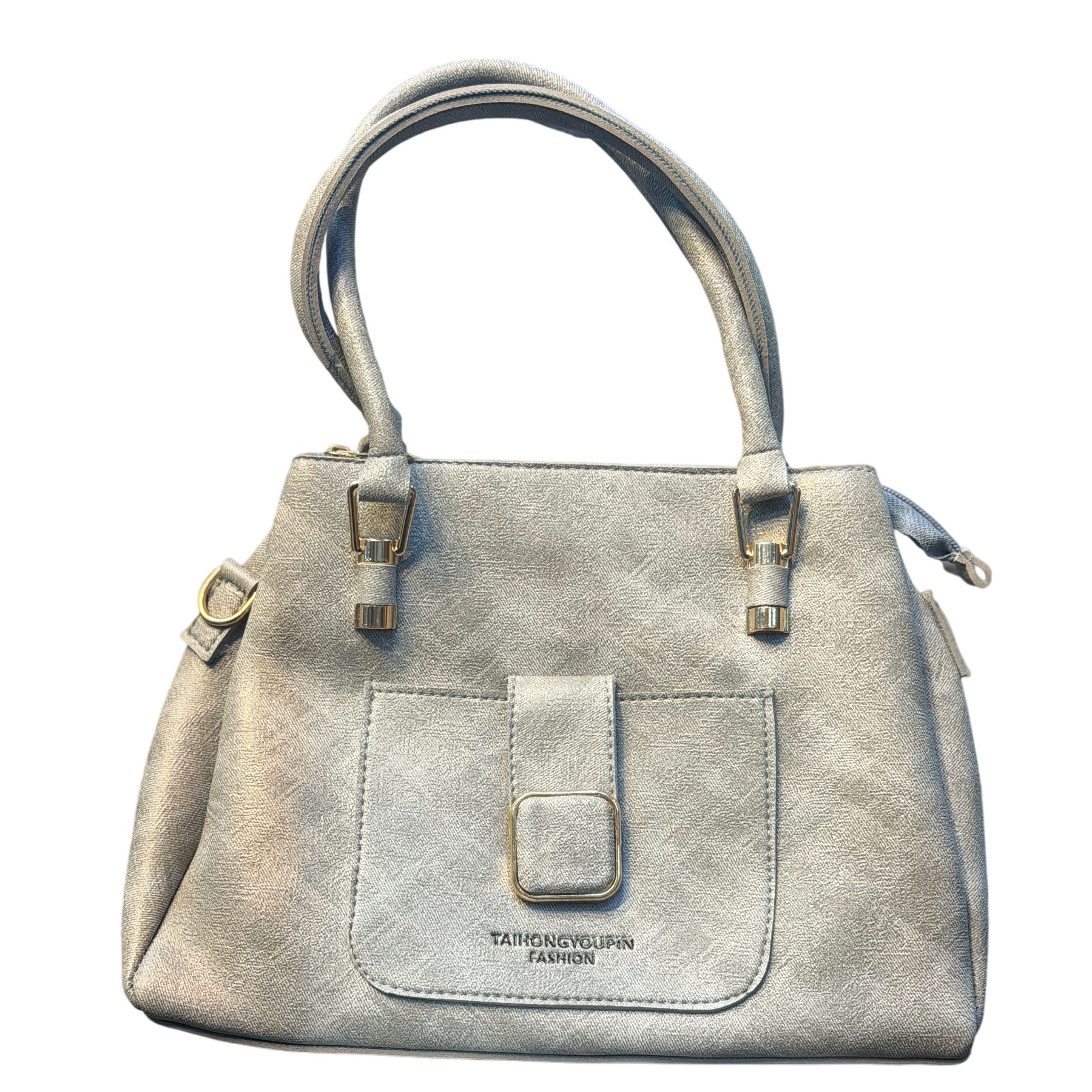 Premium Textured Leather Handbag with Front Buckle Pocket