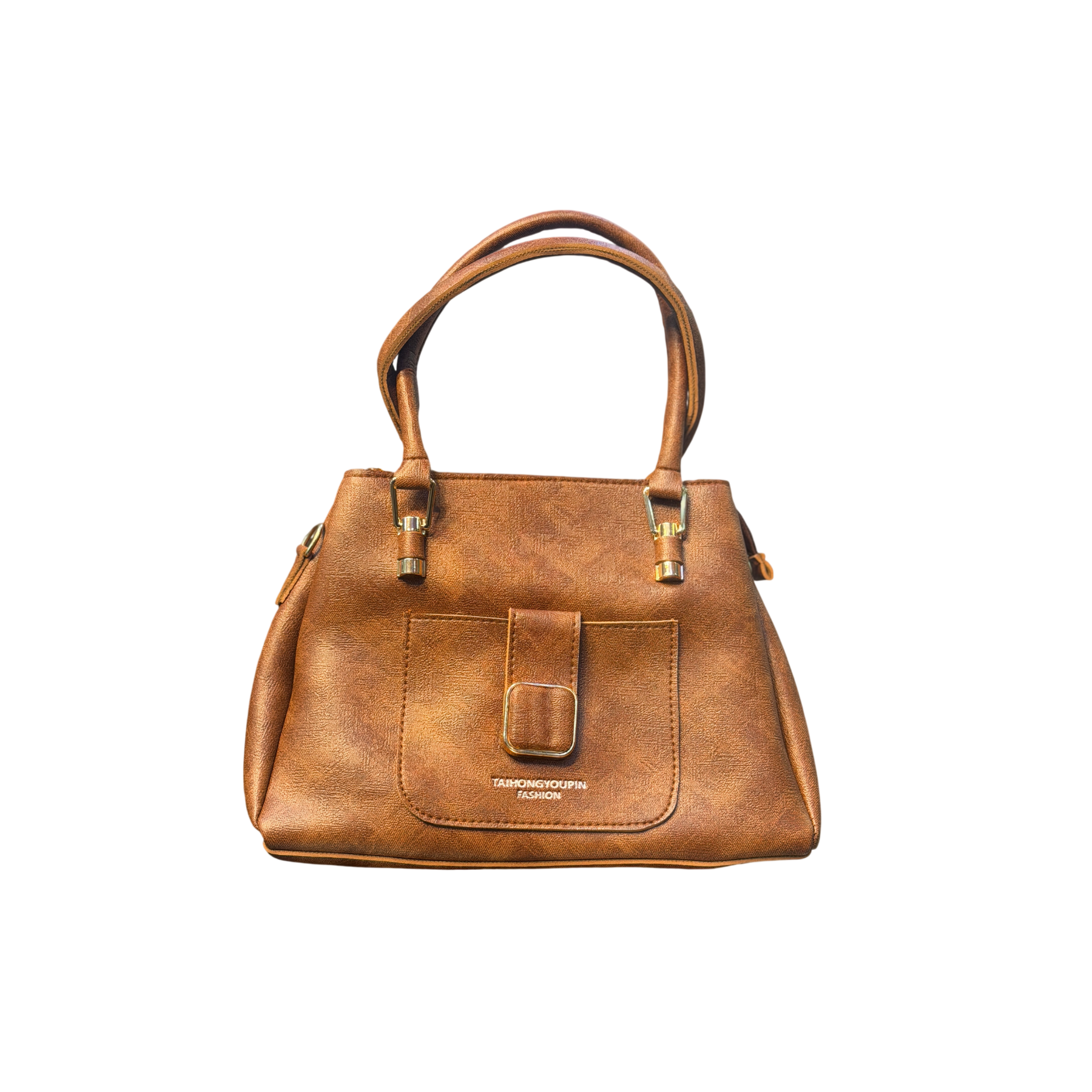 Premium Textured Leather Handbag with Front Buckle Pocket