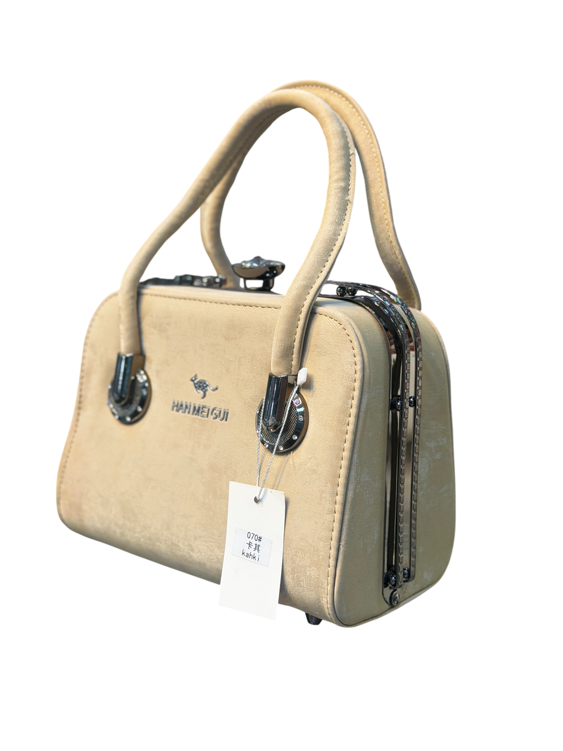 Structured Faux Leather Top-Handle Mini Bag with Metal Accents