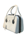 Structured Faux Leather Top-Handle Mini Bag with Metal Accents