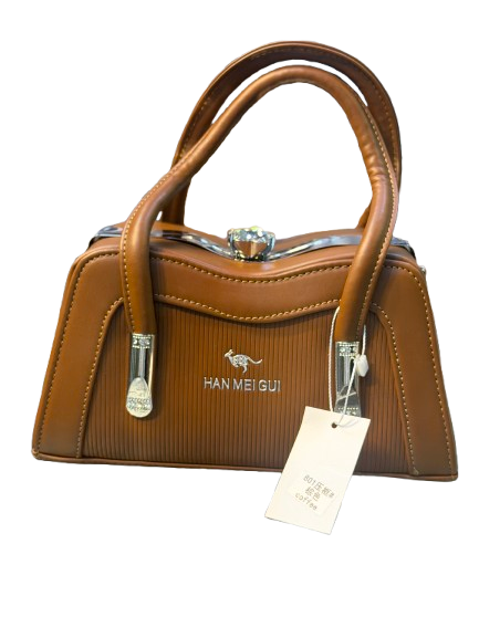 Pleated Faux Leather Top-Handle Bag with Crystal Clasp – Vintage Ladylike Handbag
