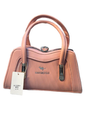 Pleated Faux Leather Top-Handle Bag with Crystal Clasp – Vintage Ladylike Handbag