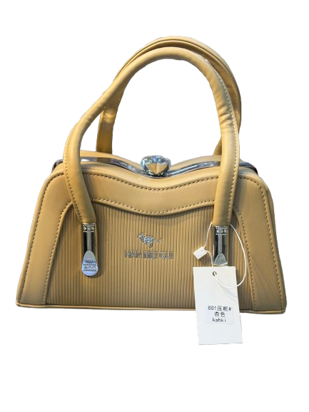 Pleated Faux Leather Top-Handle Bag with Crystal Clasp – Vintage Ladylike Handbag