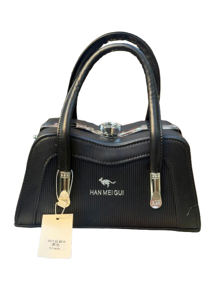 Pleated Faux Leather Top-Handle Bag with Crystal Clasp – Vintage Ladylike Handbag